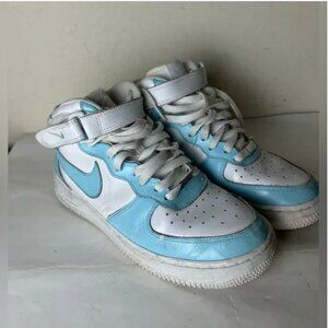 Nike Custom Air Force 1 Mid Baby blues women athletic shoes sneakers size 7Y Goo